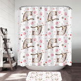Adorable Cat and Paws Pattern Shower Curtain