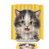 Adorable Cats Scared Grey Kitten Shower Curtain