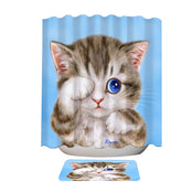Adorable Baby Blue Eyes Kitty Cat Shower Curtain