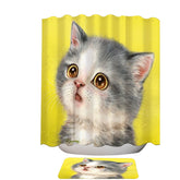 Adorable Staring Grey Kitty Cat Shower Curtain