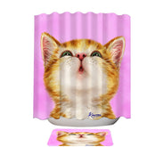 Adorable Ginger Kitty Cat Shower Curtain