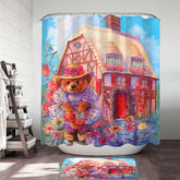 Adorable Kids Vintage Art Painting the Little Bear House Shower Curtain