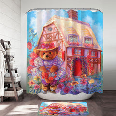 Adorable Kids Vintage Art Painting the Little Bear House Shower Curtain