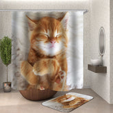Adorable Cute Sleeping Little Cat Kitten Shower Curtain