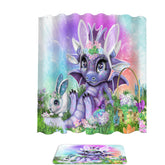 Adorable Garden Easter Bunny Lil Dragon Shower Curtain