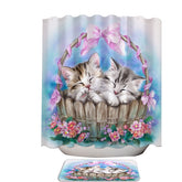 Adorable Kittens Peaceful Dream Cats in Basket Shower Curtain