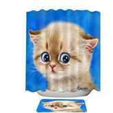 Adorable Shy Kitty Cat for Children Shower Curtain