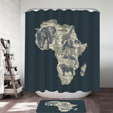 Africa Map and Animals Shower Curtain