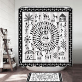 African Tribe Story White and Black Shower Curtain