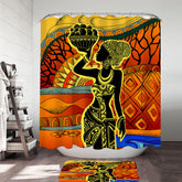 African Woman in Black and Yellow Shower Curtain