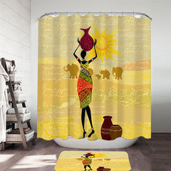 African Woman and an Elephant Parade Shower Curtain