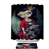 Alice Fairytale Painting Looking Glass Red Queen Shower Curtain