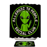 Allergic to People Social Club Funny Alien Shower Curtain