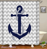 Anchor Wavy Background Shower Curtain