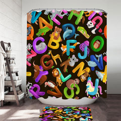 Animal Alphabet Mix for Kids Shower Curtain