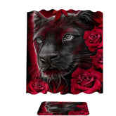 Animal Art Scarlet Rose Panther Shower Curtain
