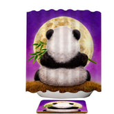 Animal Drawing Moon Panda Shower Curtain
