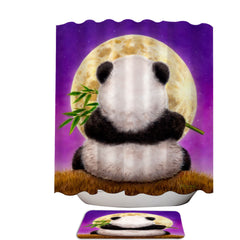 Animal Drawing Moon Panda Shower Curtain