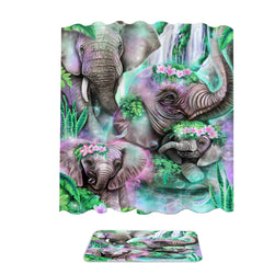 Animal Painting Day Dream Elephants Lagoon Shower Curtain