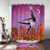 Art Deco Arabesque Night City Dancing Painting Shower Curtain