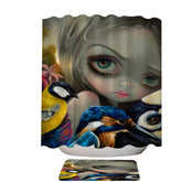 Art Painted Birdsong Beautiful Maiden and Birds Shower Curtain