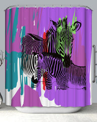 Art Painted Animals Zebras over Purple Shower Curtain