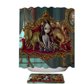 Art Painting Girl and Dinosaur Friends Shower Curtain
