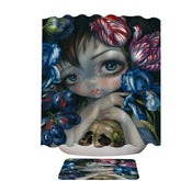 Art Painting Girl with Flower Blossom and Skull Shower Curtain
