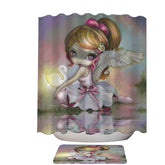 Art Painting Swan Lake White Swan Ballerina Girl Shower Curtain