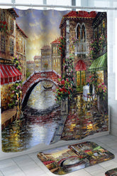 Art Painting Venice City Canal and Bridge Shower Curtain