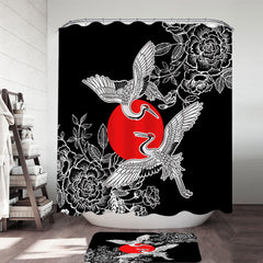 Artistic Flowers and Storks Shower Curtain