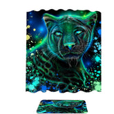 Artwork Neon Blue Green Panther Shower Curtain