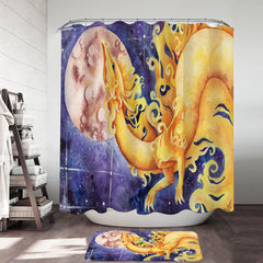 As the Sun Dances Yellow Dragon Art Shower Curtain