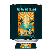 Astronaut Visit Earth Minimalist Surf Design Shower Curtain
