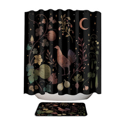 Autumn Fall Night Garden with Chicken Shower Curtain