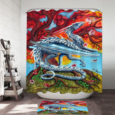 Autumn Tree vs the Winter Ice Dragon Shower Curtain