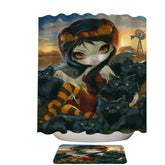 Autumn Kitties and the Dark Angelic Fairy Shower Curtain