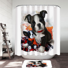 Art Painting Cozy Adorable Puppy Doll and Cute Dog Shower Curtain