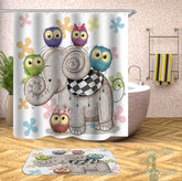 Adorable Owls And Elephant Shower Curtain