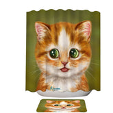 Adorable Painted Ginger kitty Cat Shower Curtain
