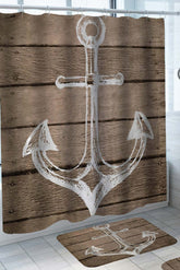 Anchor on Wooden Deck Shower Curtain