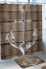 Anchor on Wooden Deck Shower Curtain
