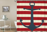 Anchor Over Red Stripes Shower Curtain