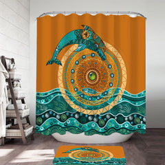 Artistic Dolphin over the Sun Shower Curtain