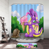 Adorable Baby Dragon Licking Ice cream Shower Curtain