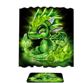 August Peridot Birthstone Lil Dragon Shower Curtain