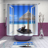 A Window to Relaxed Beach Shower Curtain