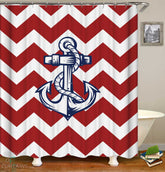 Anchor Red Chevron Shower Curtain