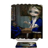 Alice Through a Vermeer Glass Shower Curtain