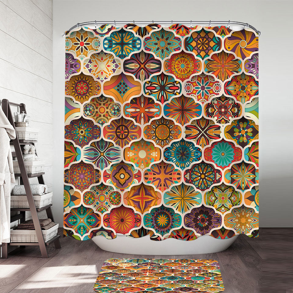 A Bunch of Colorful Moroccan Designs Shower Curtain